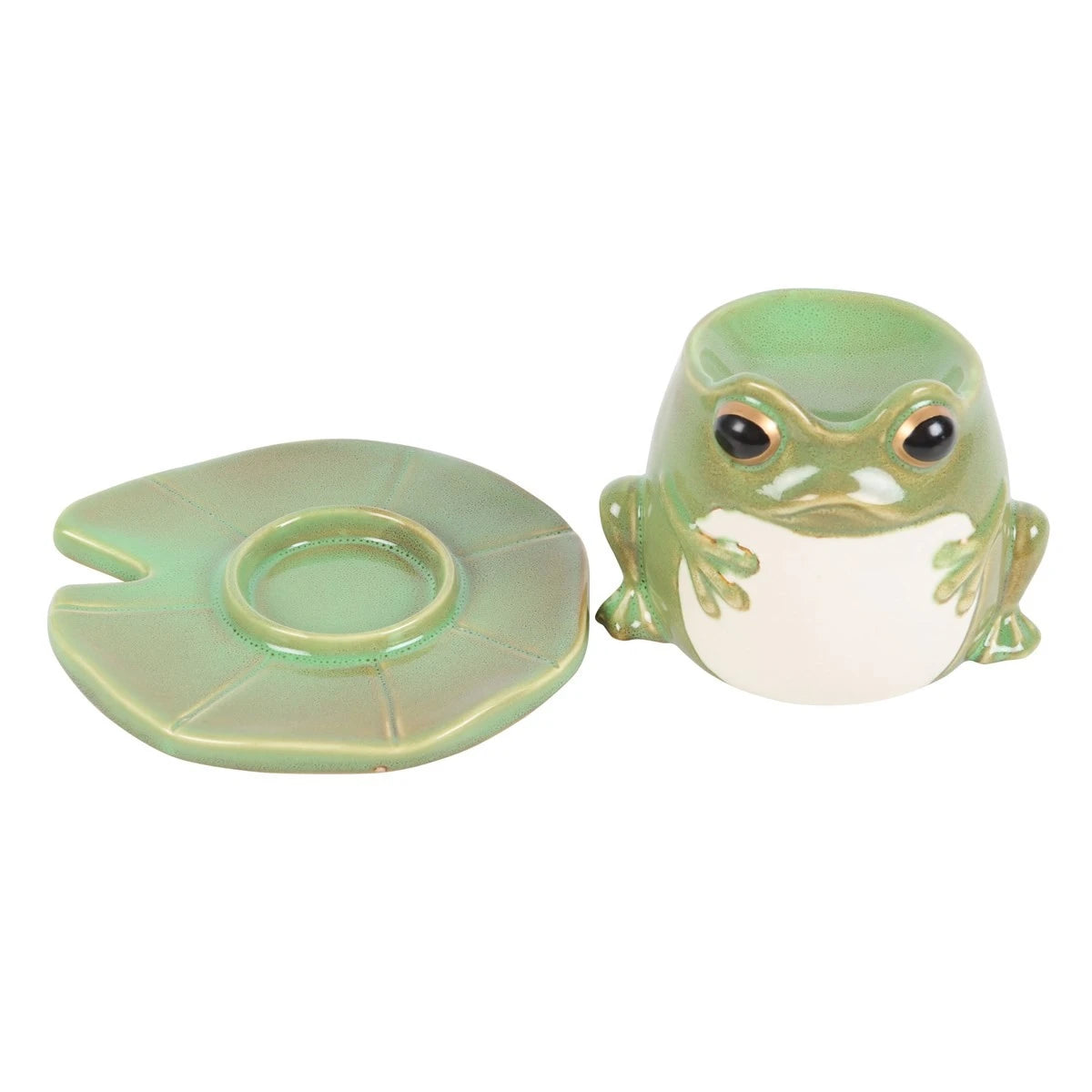 Frog Shaped Oil Burner on Lily Pad – Ceramic Wax Melter