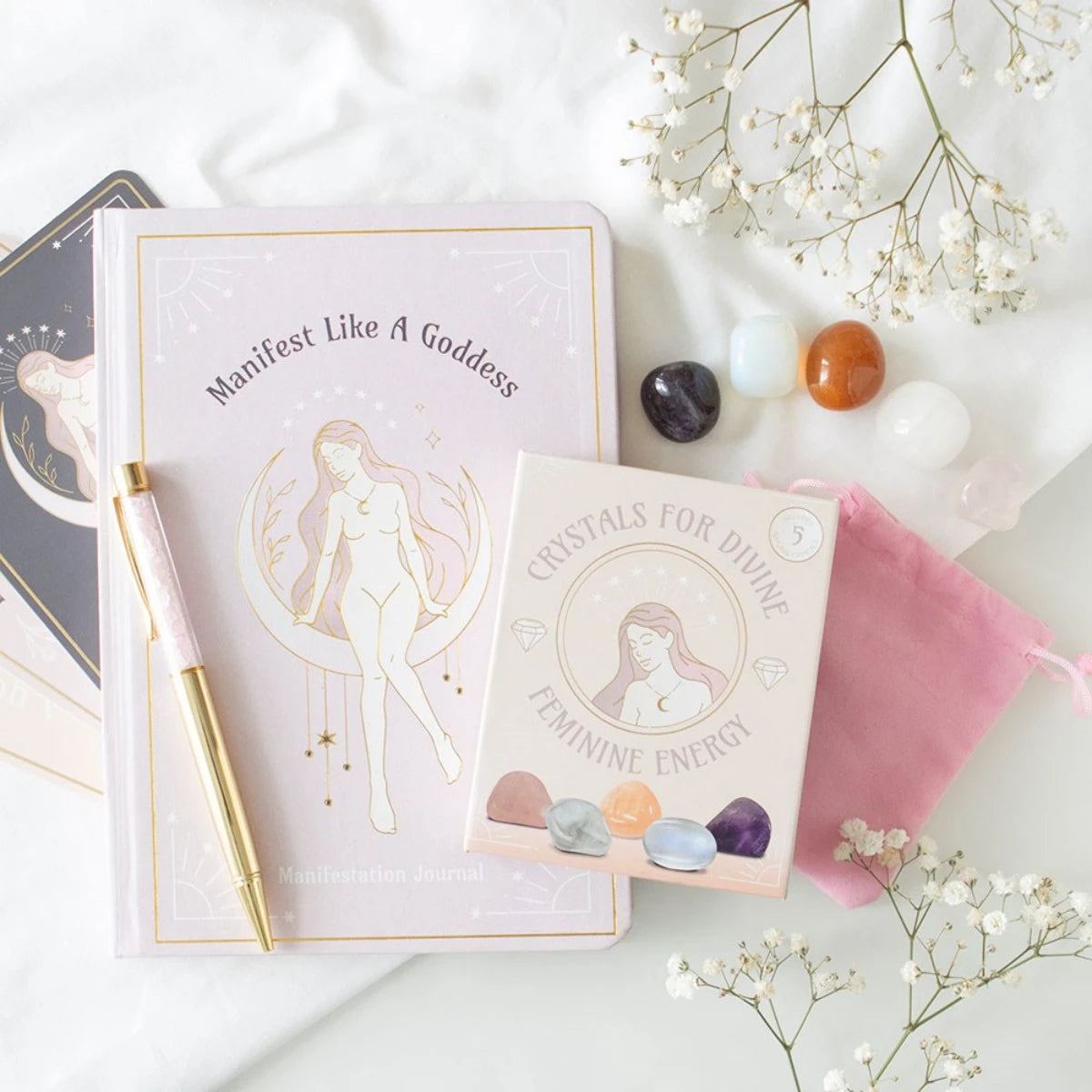 Goddess Energy Manifestation Journal - Rose Quartz Pen
