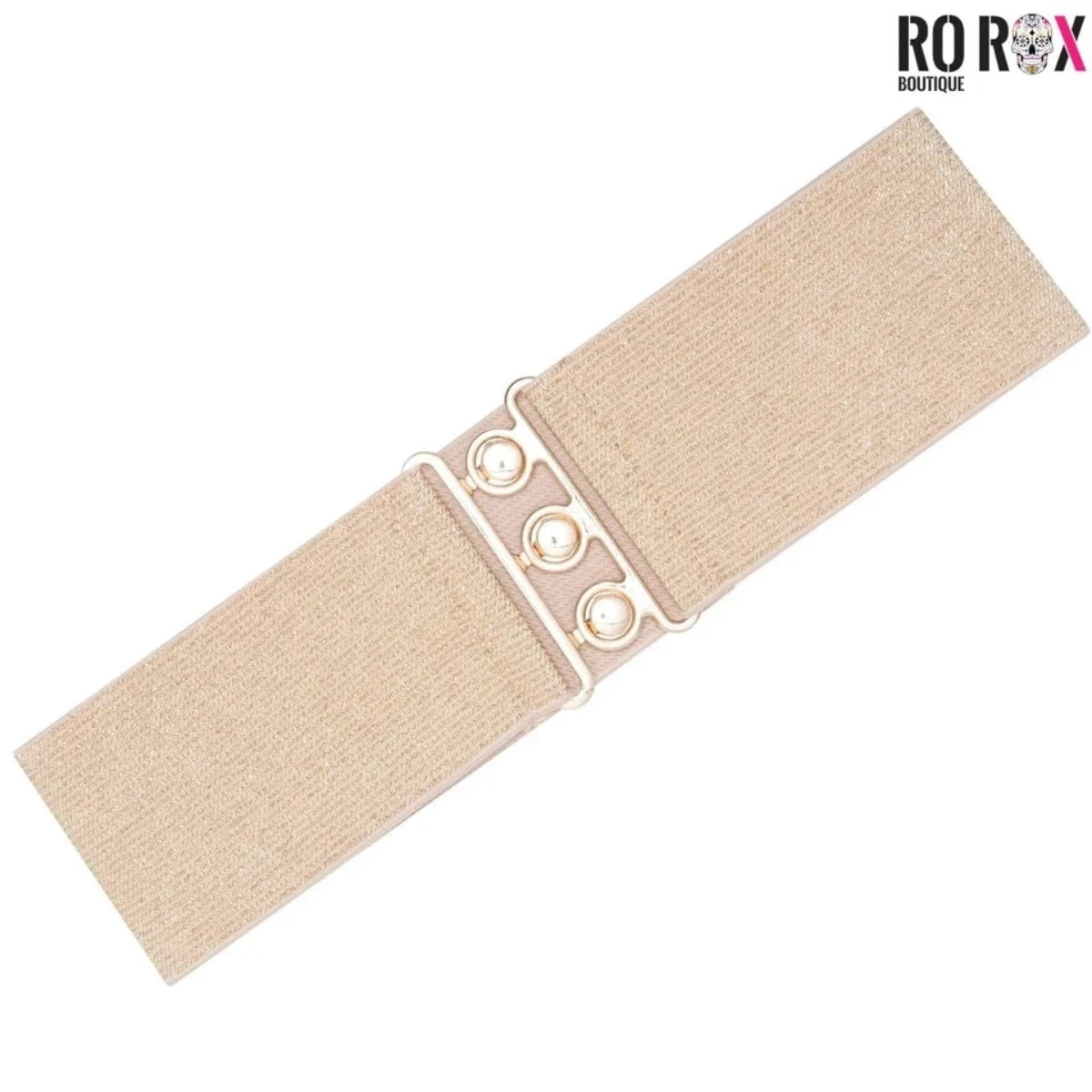 Ro Rox Elasticated Retro Wide Nurse Belt, Gold