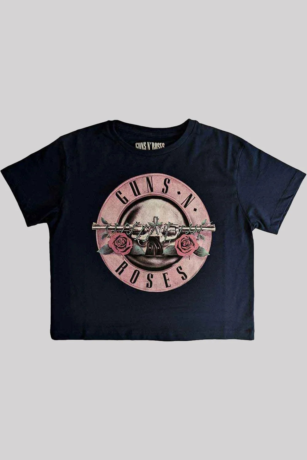 Guns N' Roses Ladies Crop Top Classic Logo, Navy Blue