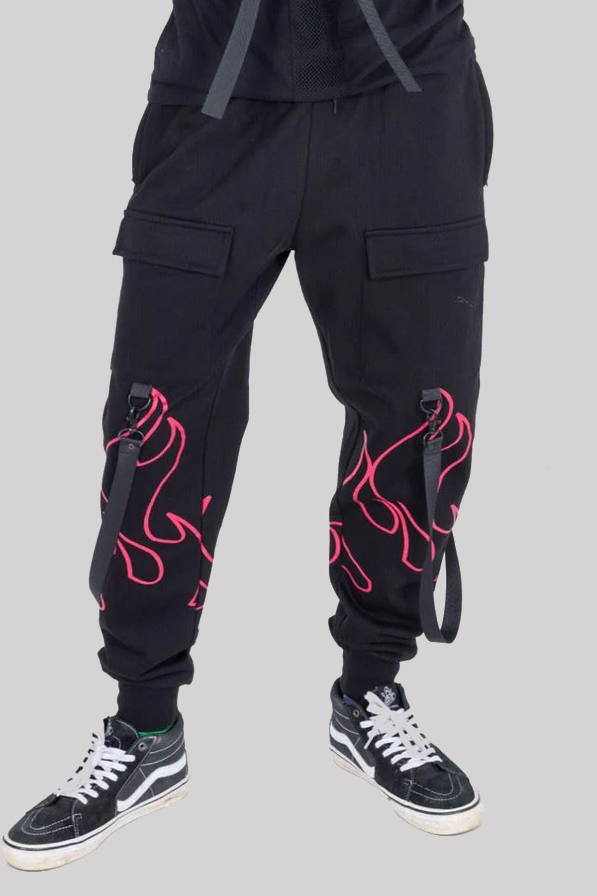Heartless Hellfire Joggers Gothic Punk Harness Strap Men s Trousers