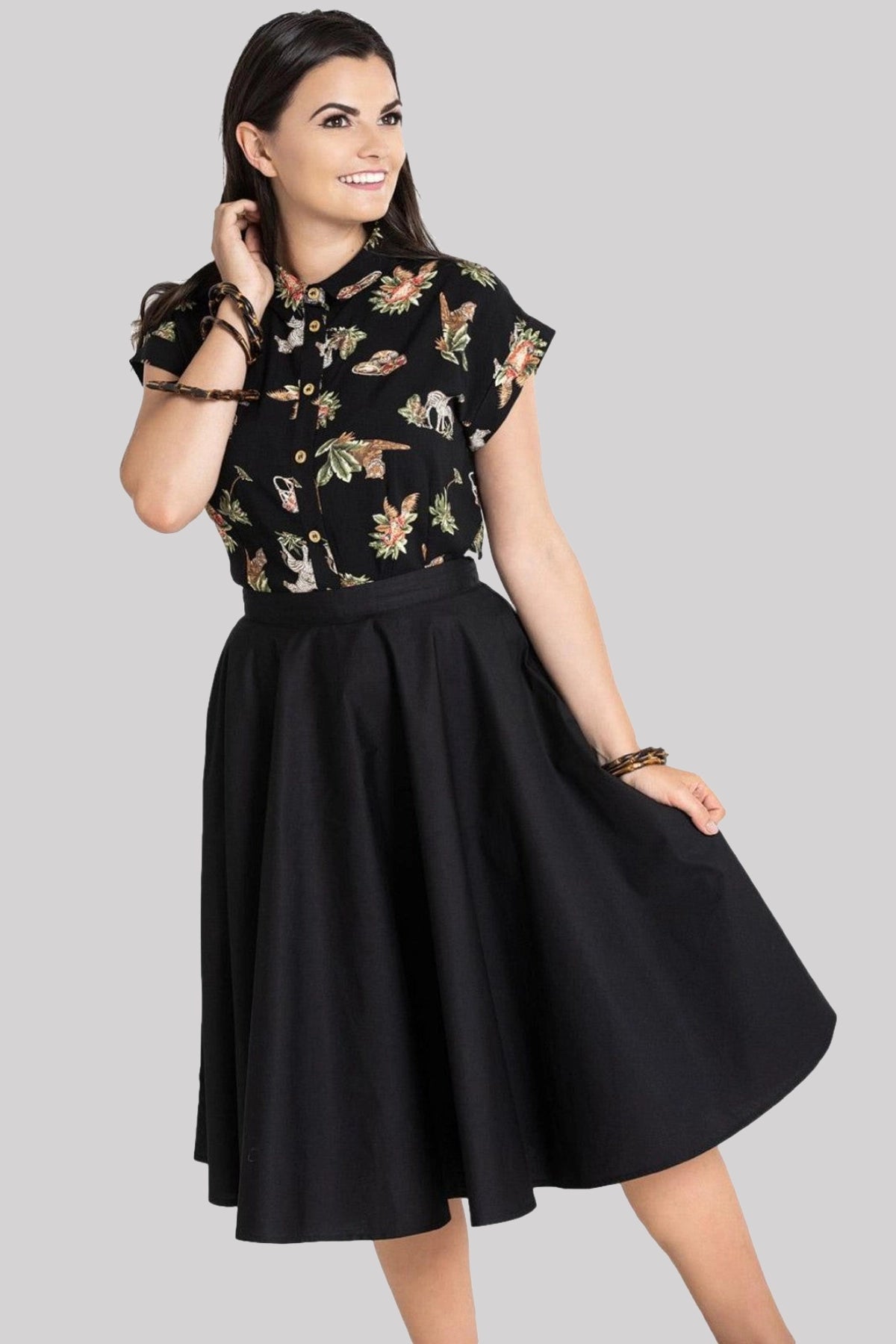 Hell Bunny Paula Retro Vintage Swing Skirt UK 10 Black