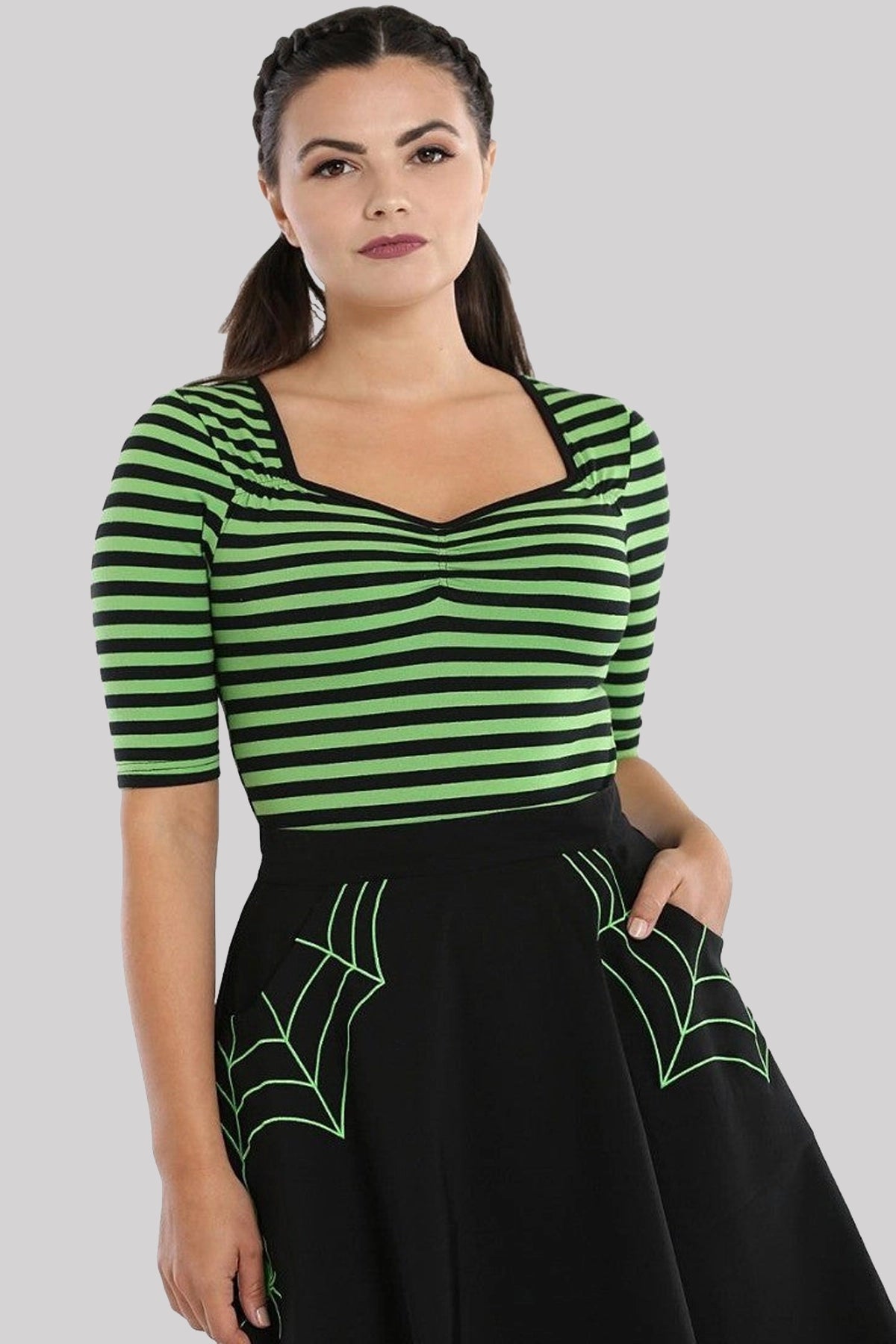 Hell Bunny Warlock Punk Retro Stripy Top| Ro Rox Boutique