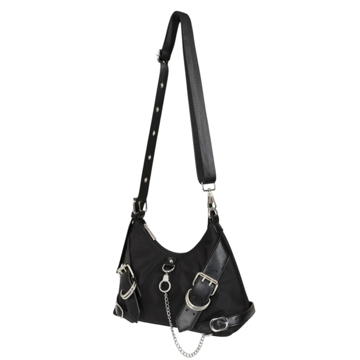 Banned Halo Shackles Hobo Bag Black Alt Buckle Shoulder Bag