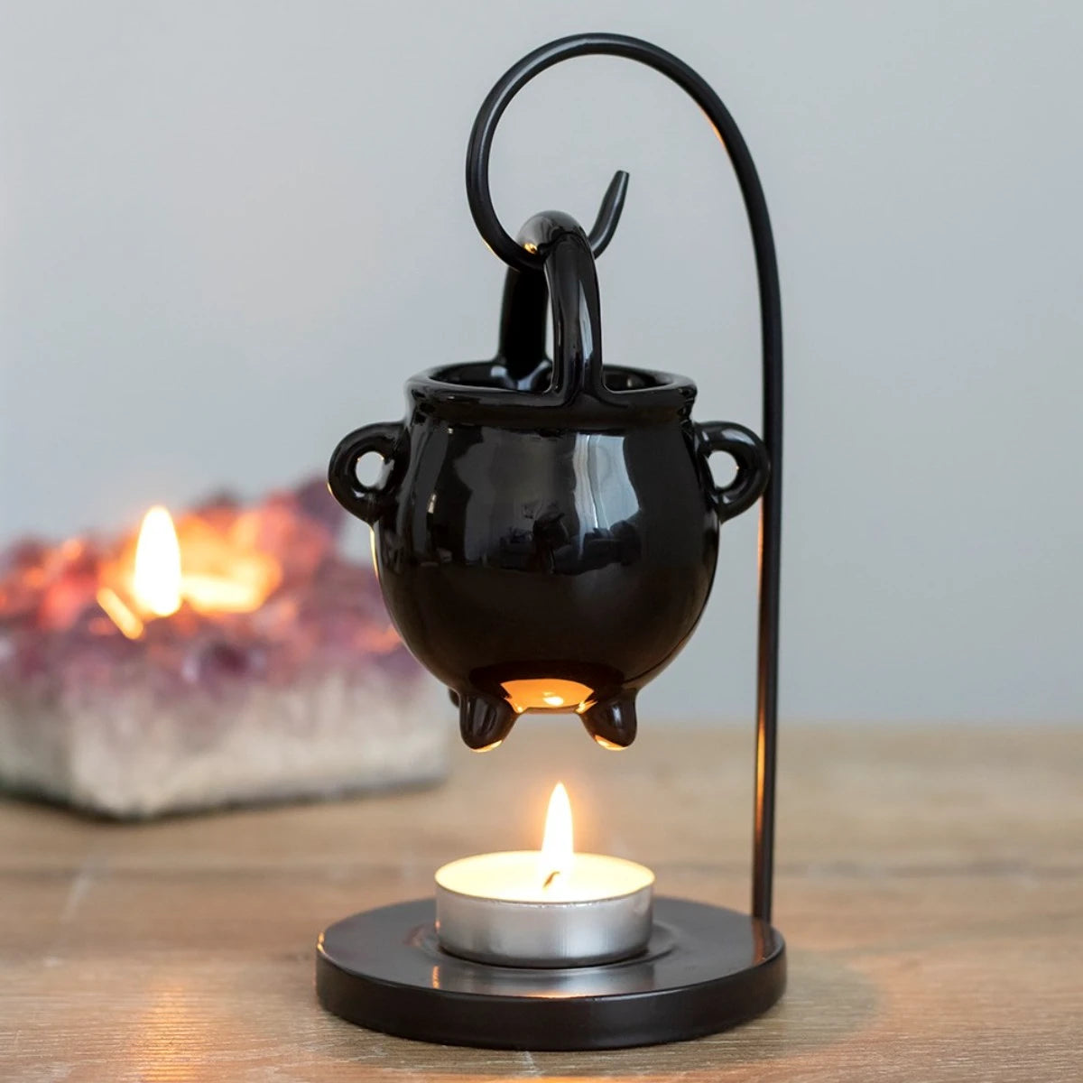 Hanging Cauldron Oil Burner – Witchy Black Ceramic Wax Melter