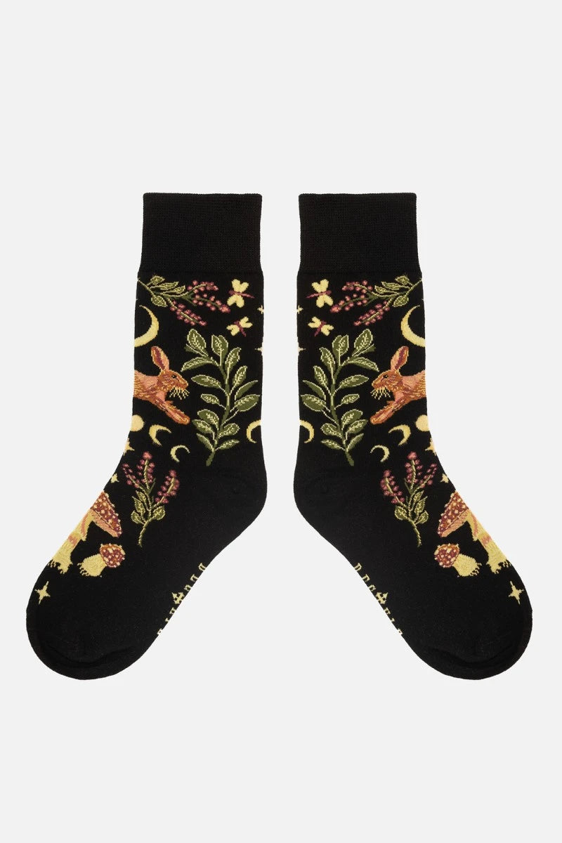 Restyle Hare Moon Jacquard Socks - Mystical Lunar Rabbit | Ro Rox