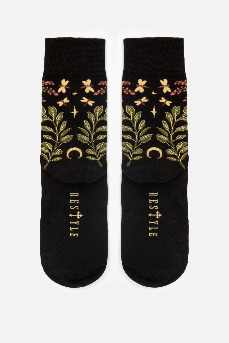 Restyle Hare Moon Jacquard Socks - Mystical Lunar Rabbit | Ro Rox