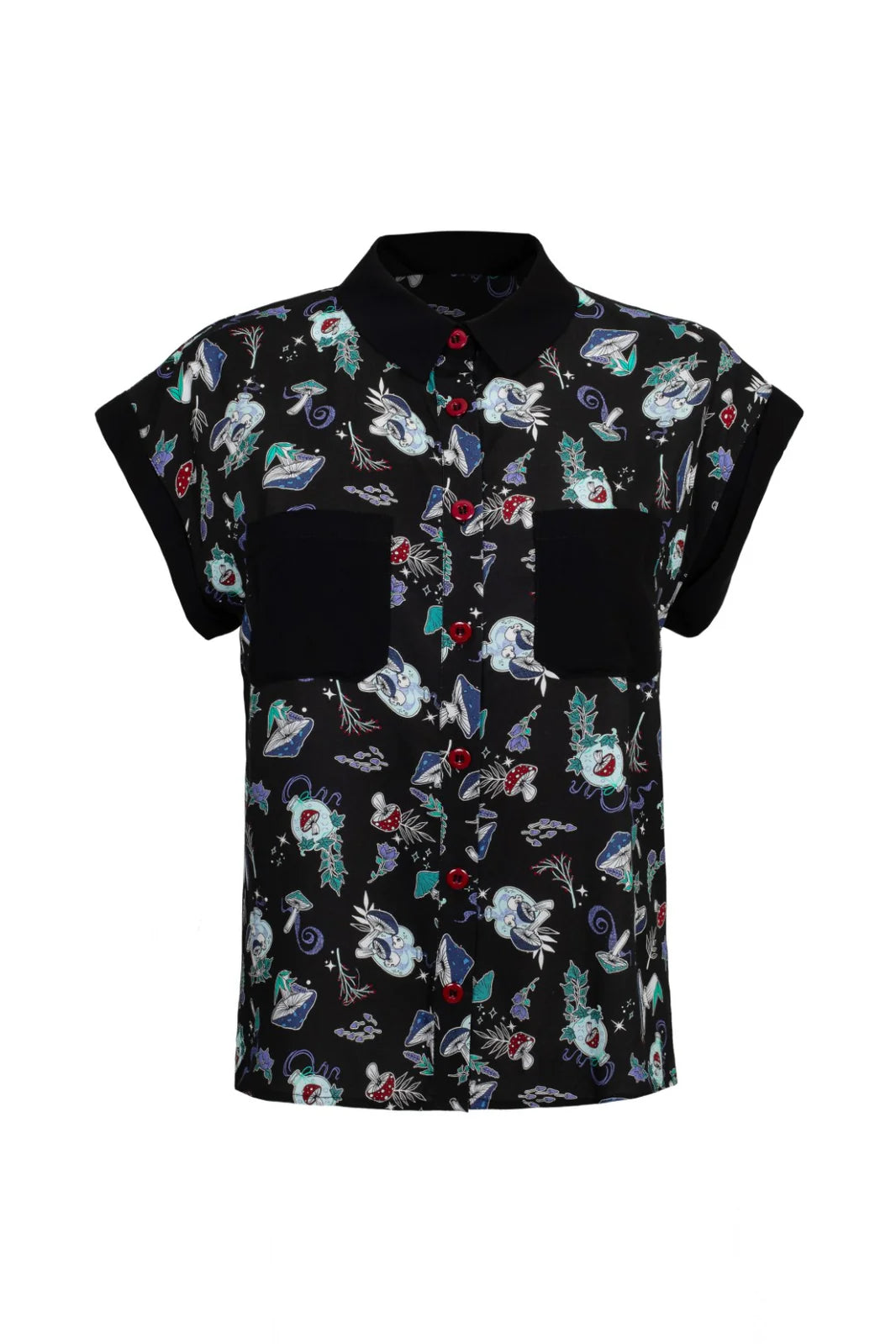 Hell Bunny Amanita Shirt - Psychedelic Mushroom Print