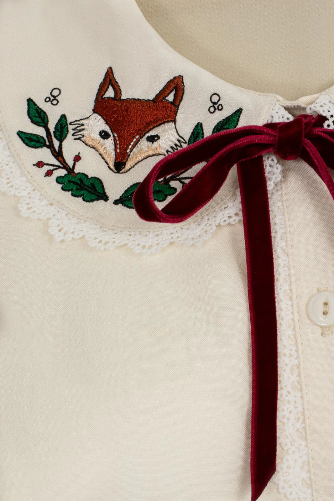 Hell Bunny Basil Blouse Fox Embroidery Retro Style Top