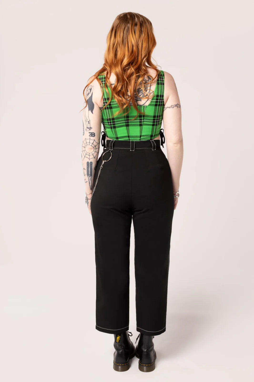 Hell Bunny Obsidian Trousers Edgy High Waist Pants with Chain