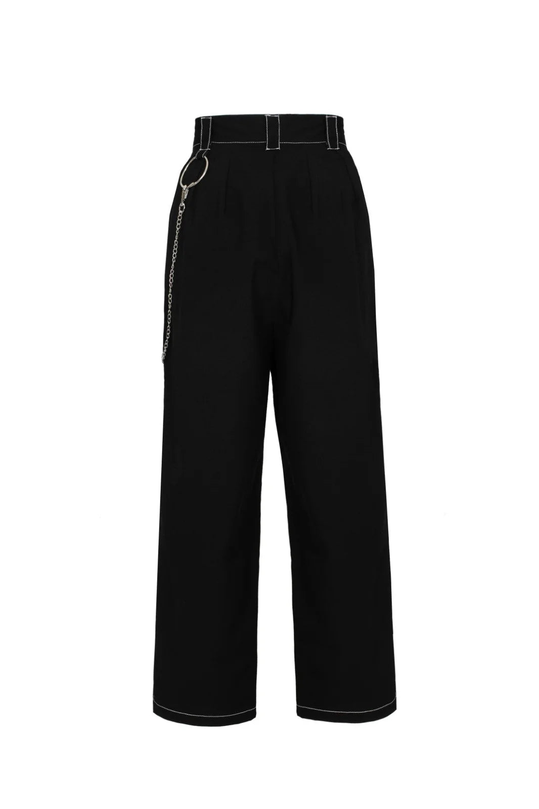 Hell Bunny Obsidian Trousers Edgy High Waist Pants with Chain