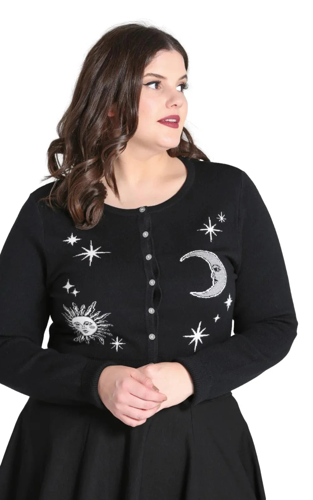 Hell Bunny Solaris Cardigan - Black Moon & Sun Gothic Knit