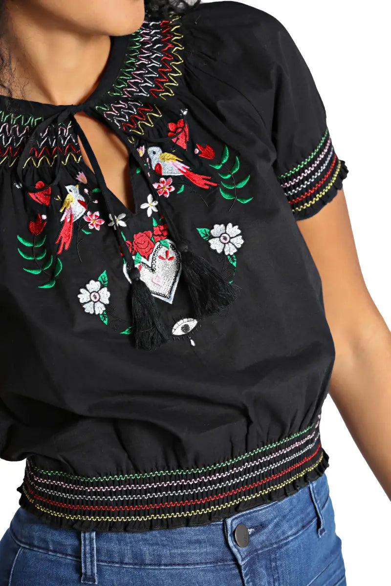 Hell Bunny Tessie Blouse Bohemian Embroidery Top