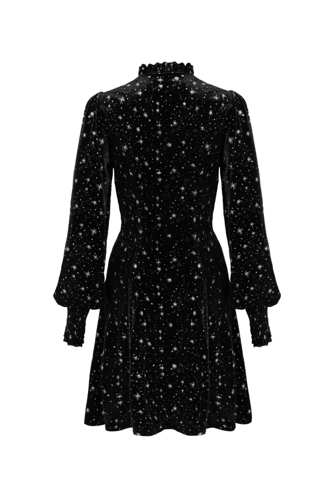 Hell Bunny Vela Dress - Black Velvet Star Print Mini Dress