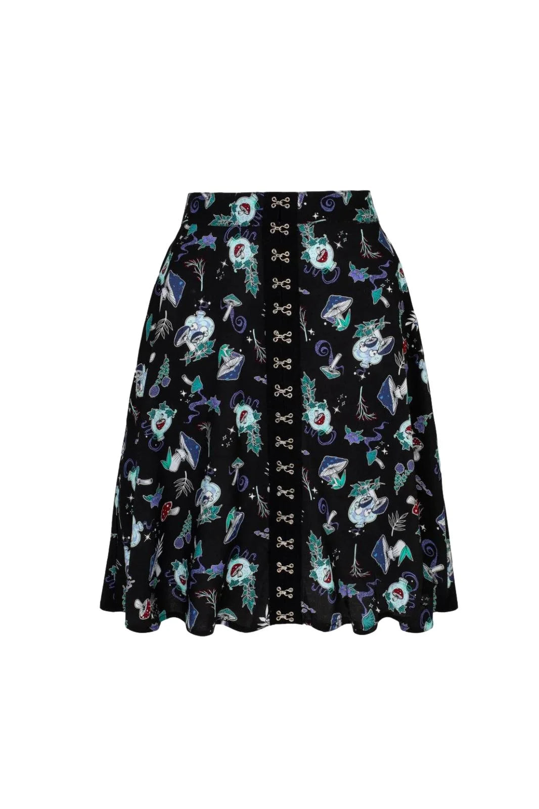 Hell Bunny Amanita Skirt Mystical Mushroom Print Mini Style