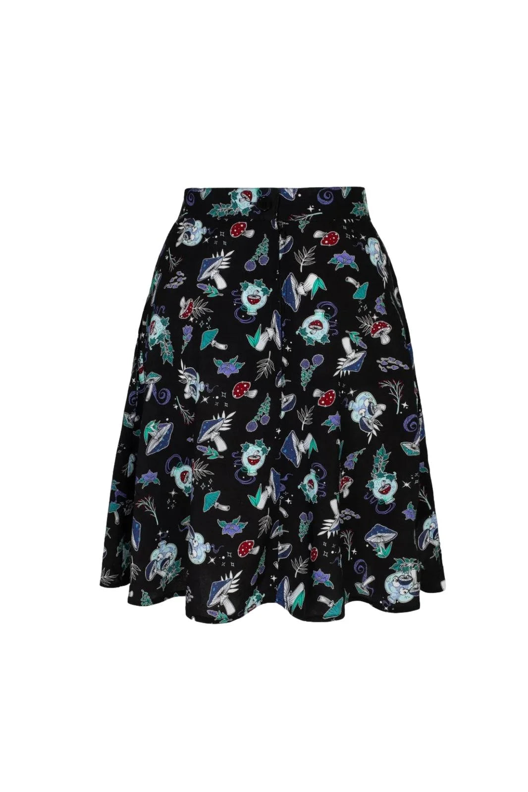 Hell Bunny Amanita Skirt Mystical Mushroom Print Mini Style