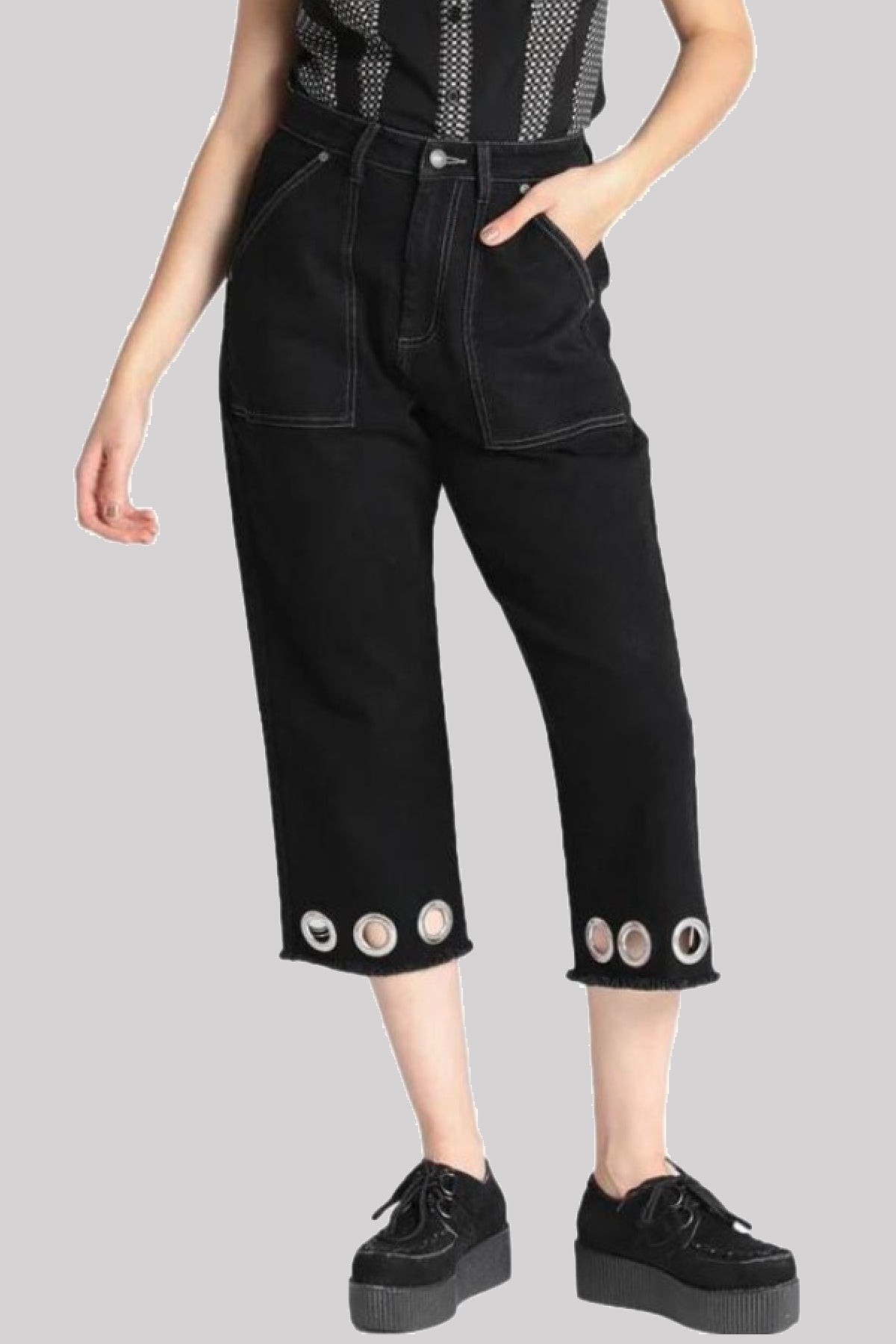 Hell Bunny Destroya Cropped Jeans