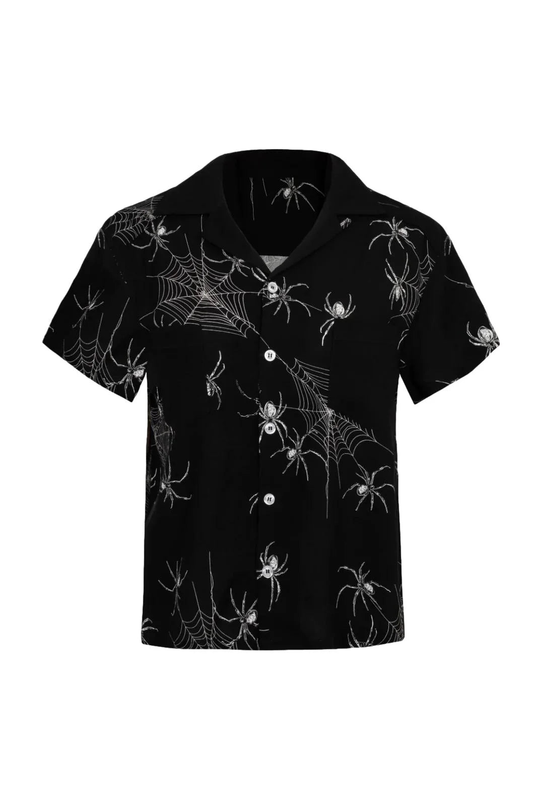 Hell Bunny Grungy Spider Shirt - Gothic Spiderweb Print