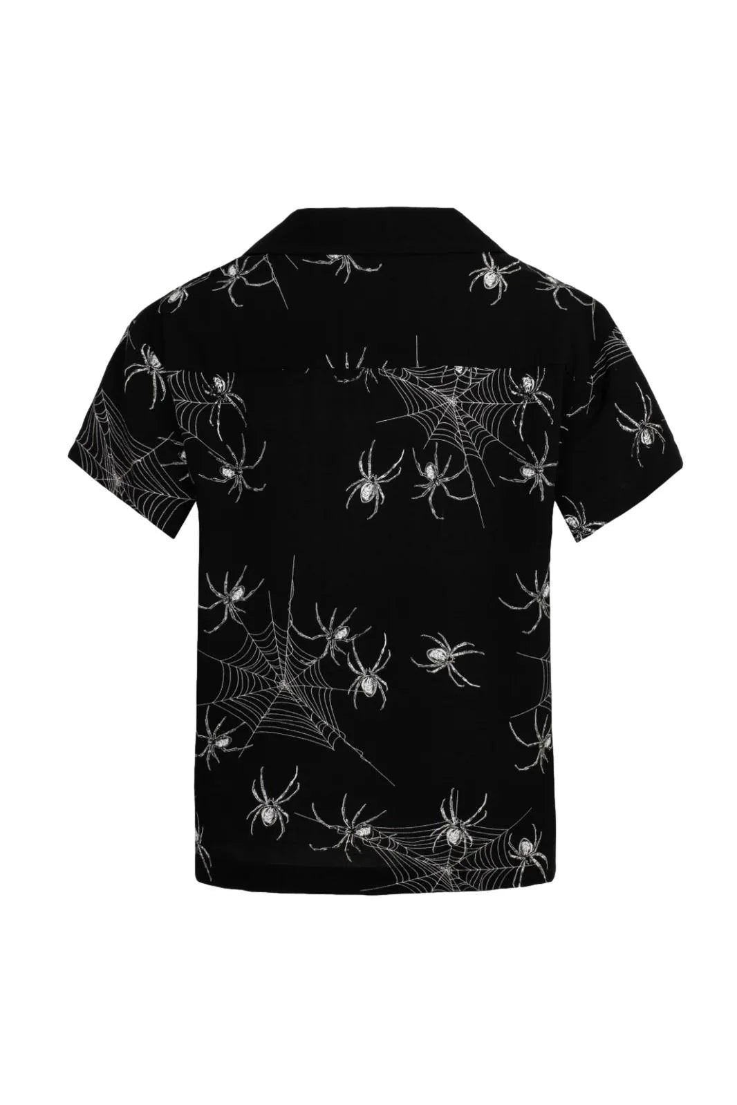 Hell Bunny Grungy Spider Shirt - Gothic Spiderweb Print