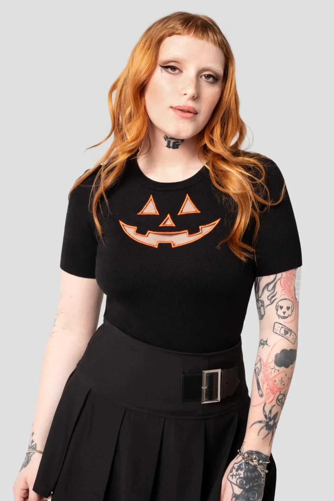Hell Bunny Jack-O-Lantern Top - Gothic Halloween Pumpkin | Ro Rox