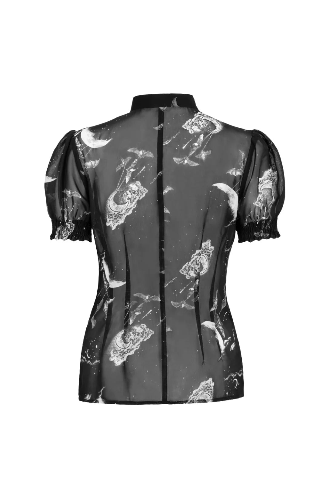 Hell Bunny Over The Moon Blouse - Gothic Bat Print