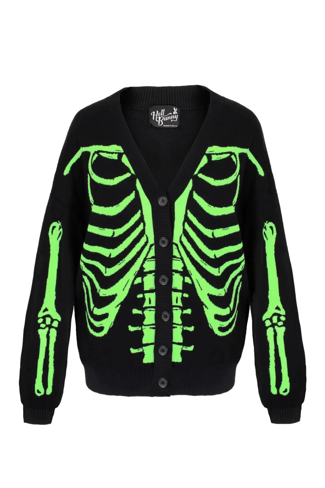 Hell Bunny Skeleton Cardigan Knit Gothic Ribcage Sweater