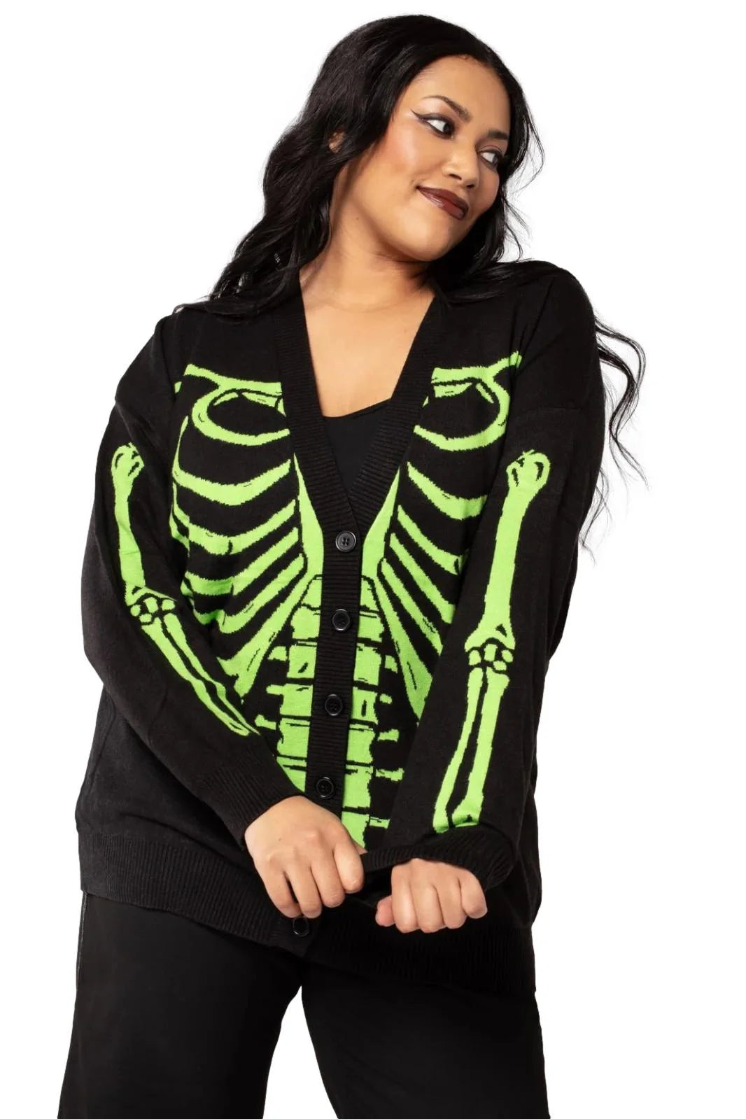 Hell Bunny Skeleton Cardigan Knit Gothic Ribcage Sweater