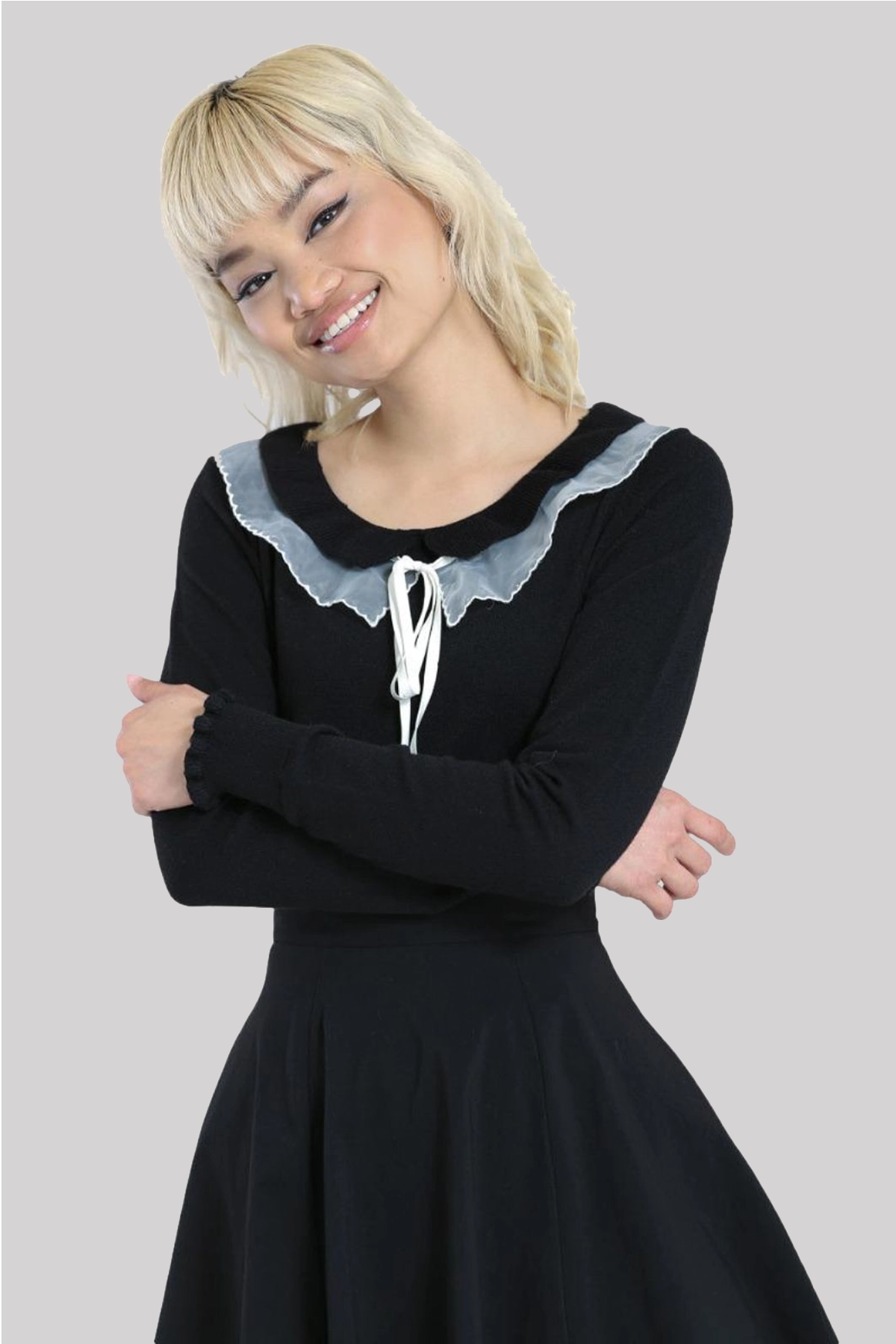 Hell Bunny Tatiana Knitted Cute Gothic Collar Jumper