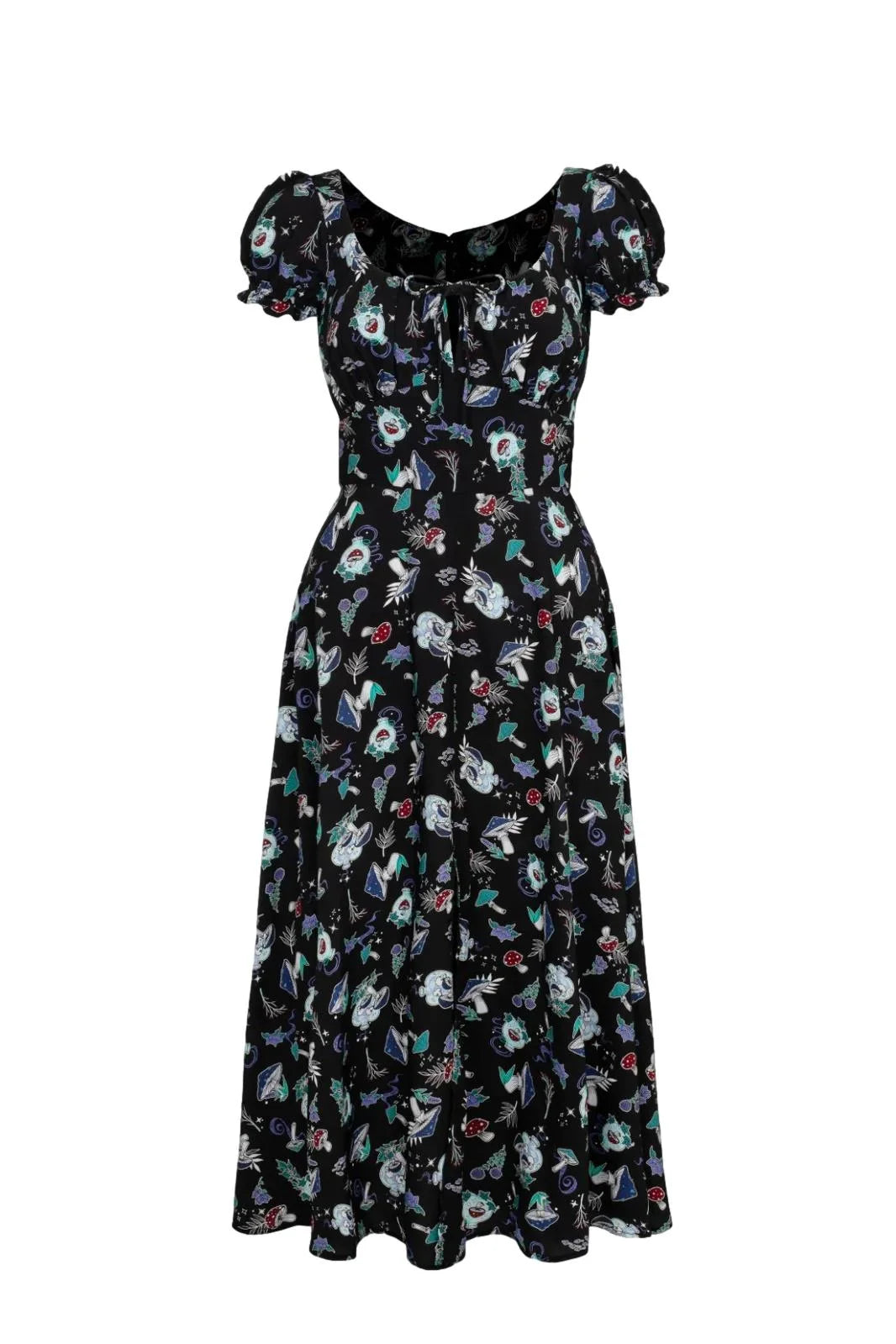 Hell Bunny Amanita Dress - Enchanting Gothic Floral Print