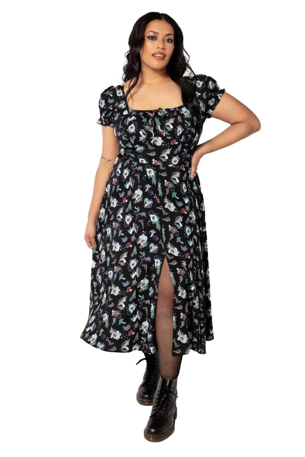 Hell Bunny Amanita Dress - Enchanting Gothic Floral Print