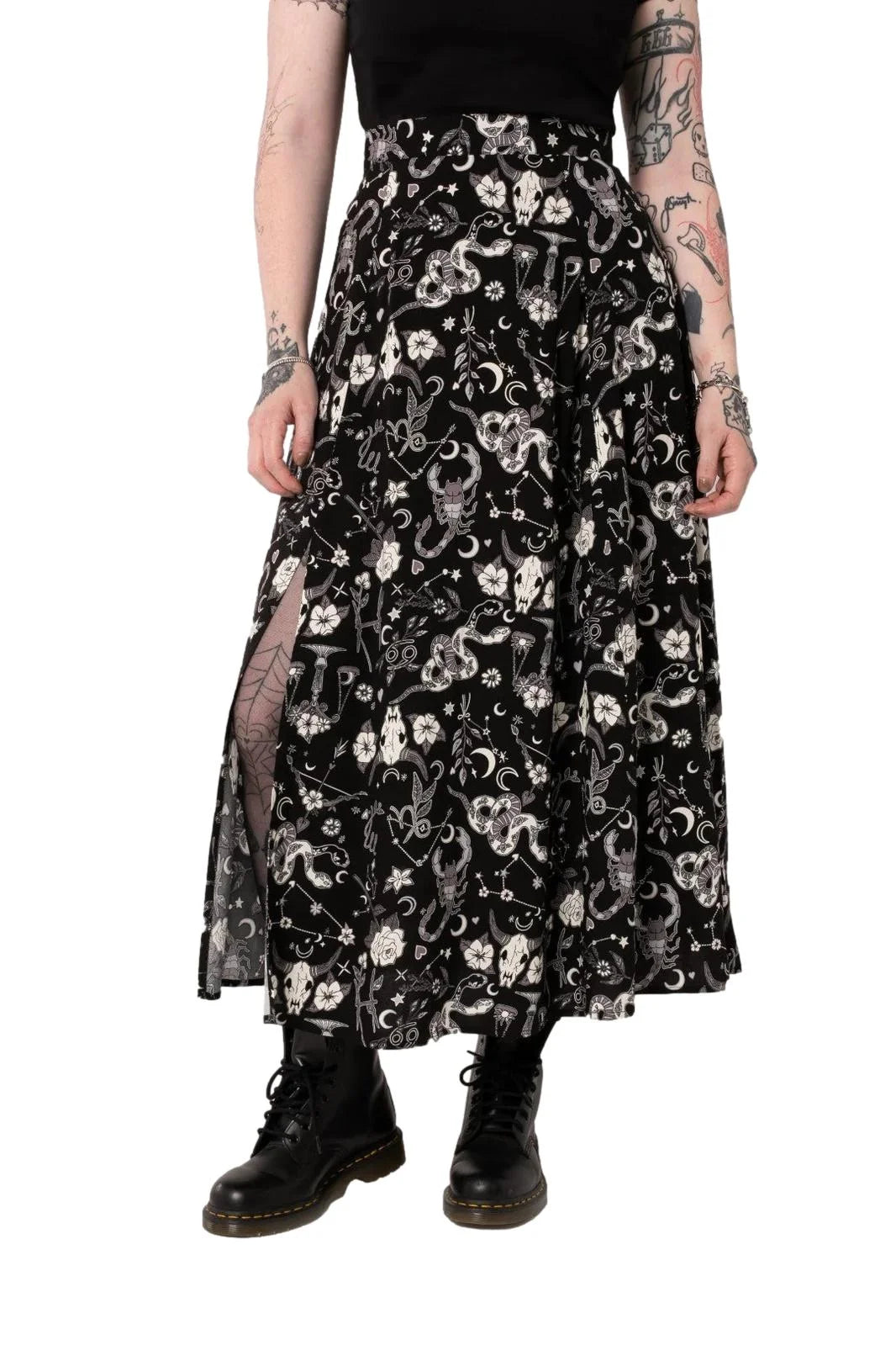 Hell Bunny Star Sign Skirt Dark Enchantment Goth Midi Skirt