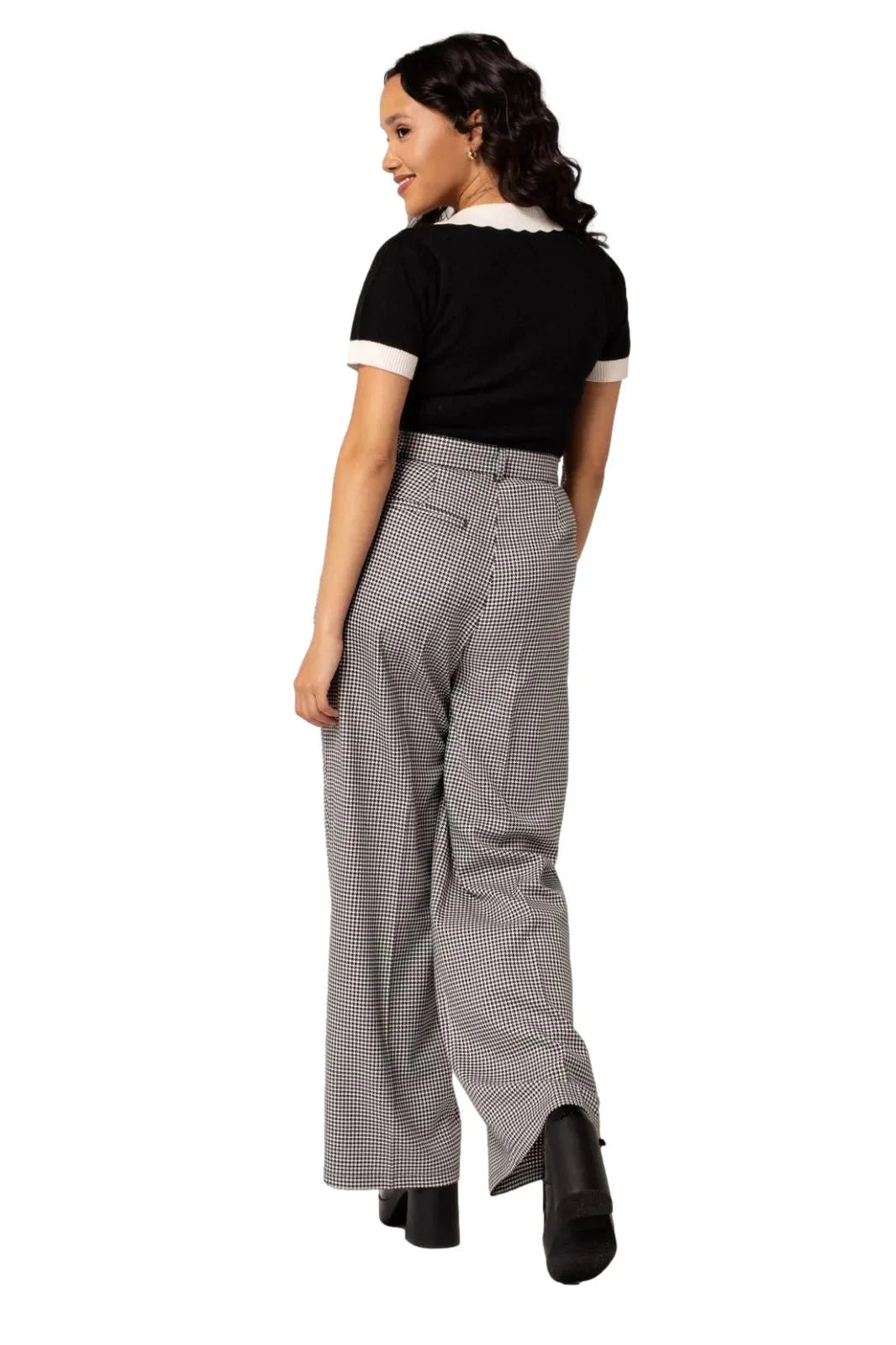 Hell Bunny Teddy Trousers Wide Leg Retro Vintage Style Pants