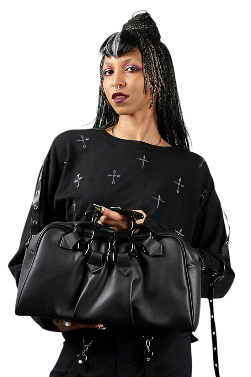 Banned Hex Paws Kitten Handbag Black Top Handle Shoulder Bag