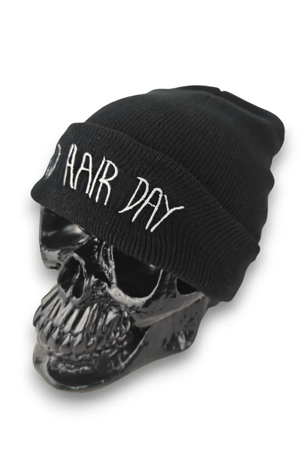 Ro Rox Beanie Hat, Black Bad Hair Day Embroidered Knit Cap