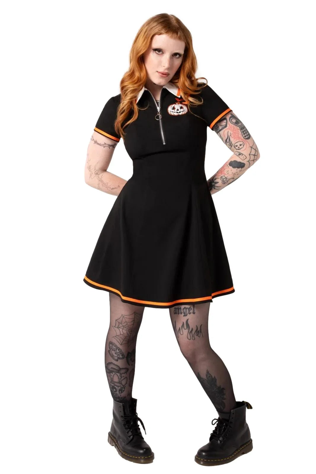 Hell Bunny Jack-O-Lantern Skater Dress Pumpkin Embroidery | Ro Rox