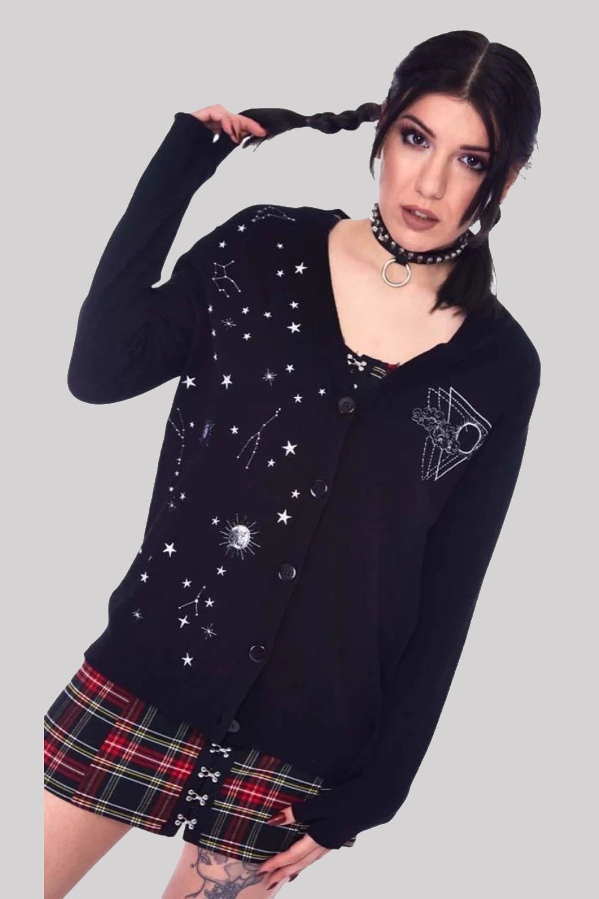 Jawbreaker Starry Night Mittens Knitted Gothic Cardigan
