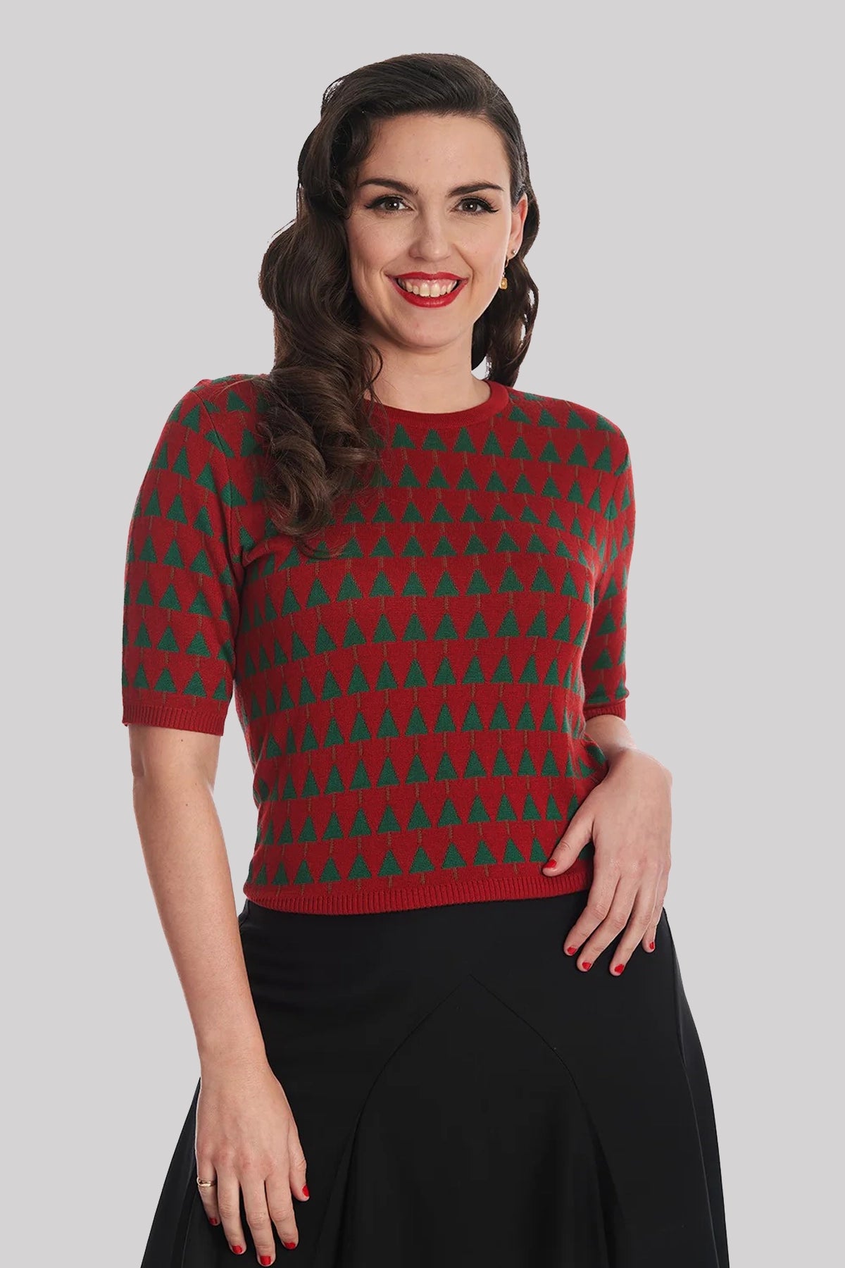 Banned Merry Holiday Tree Christmas Knitted Jumper, Red