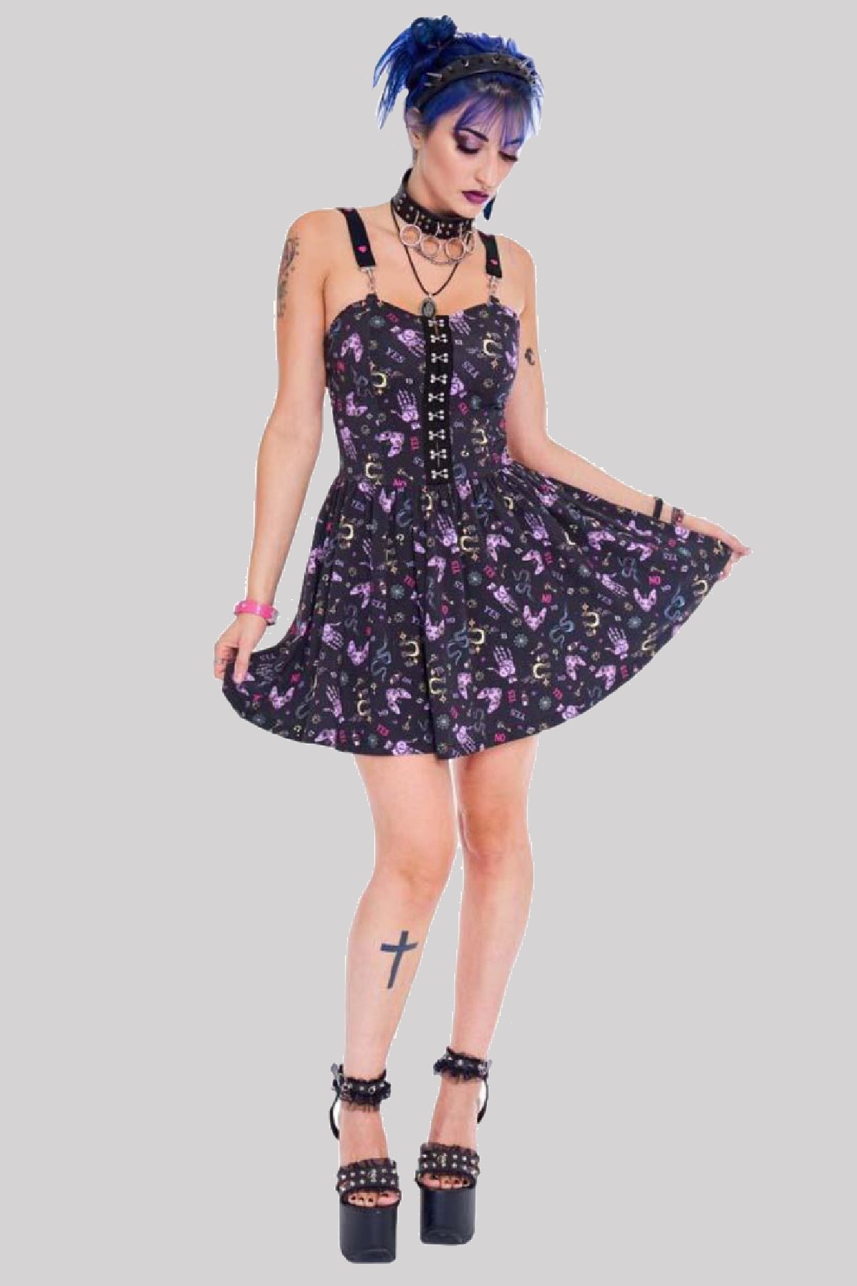 Jawbreaker Ditsy Ouija Print Mini Dress