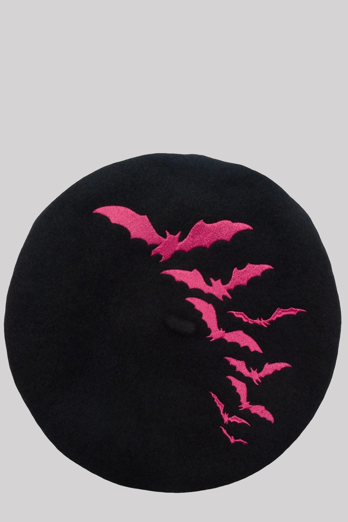 Kreepsville 666 Bat Repeat Pink Beret Hat Gothic Accessory