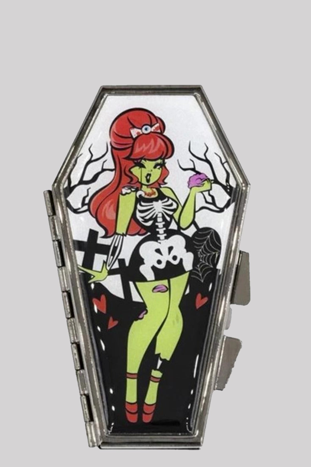 Kreepsville 666 Zombie Girl Standing Coffin Compact Mirror