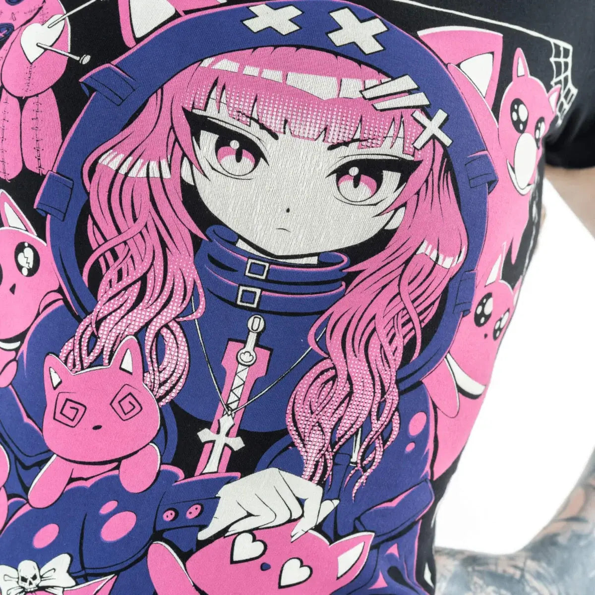 Cupcake Cult Kitty Mayhem T-Shirt - Pink Anime Graphic Tee