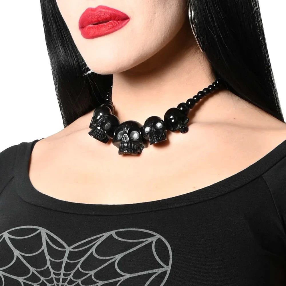 Kreepsville 666 Skull Collection Gothic Black Necklace