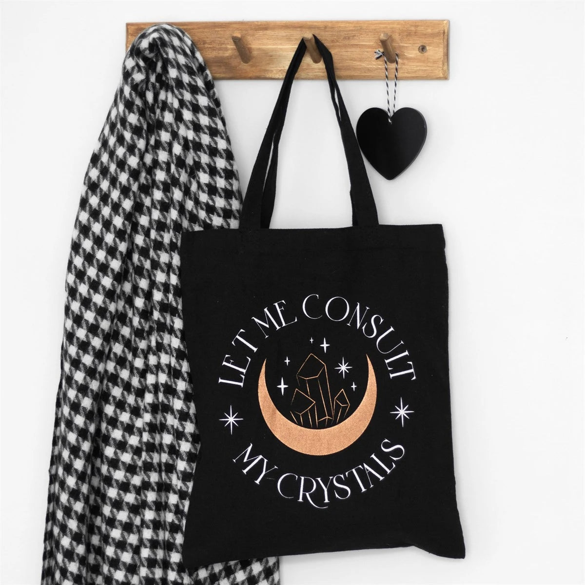 Polycotton Tote Bag - Let Me Consult My Crystals Moon & Gems
