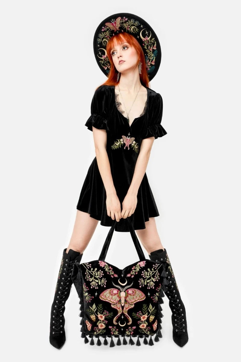 Restyle Midnight Flora Mini Dress - Gothic Velvet Witchy