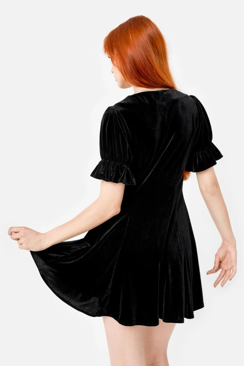 Restyle Midnight Flora Mini Dress - Gothic Velvet Witchy