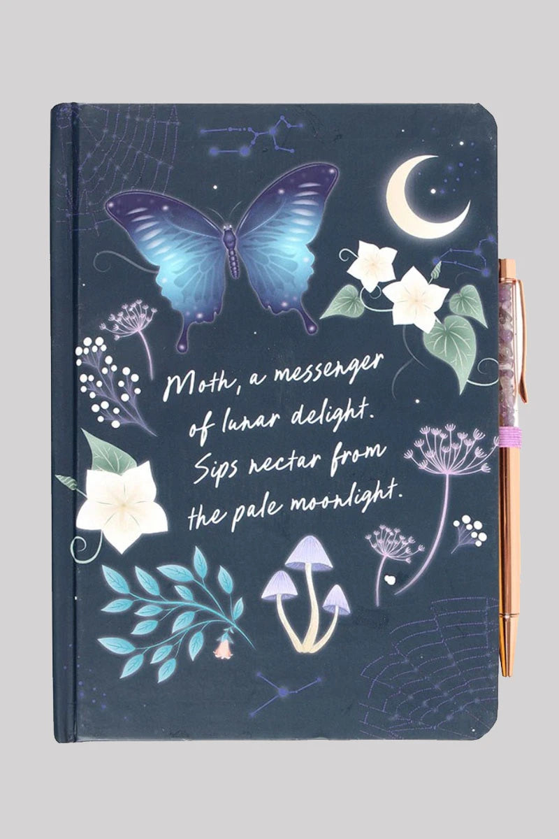 Moth Writing Set Midnight Moth Journal with Amethyst Pen - Gothic Writing Set | Ro Rox