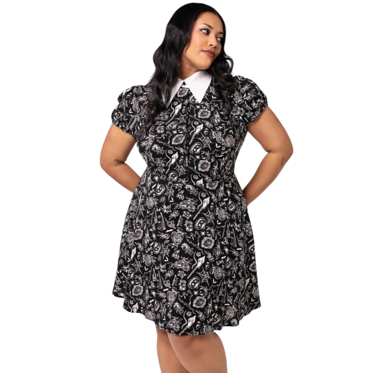 Hell Bunny Mischief Mini Dress Black Gothic Halloween Style