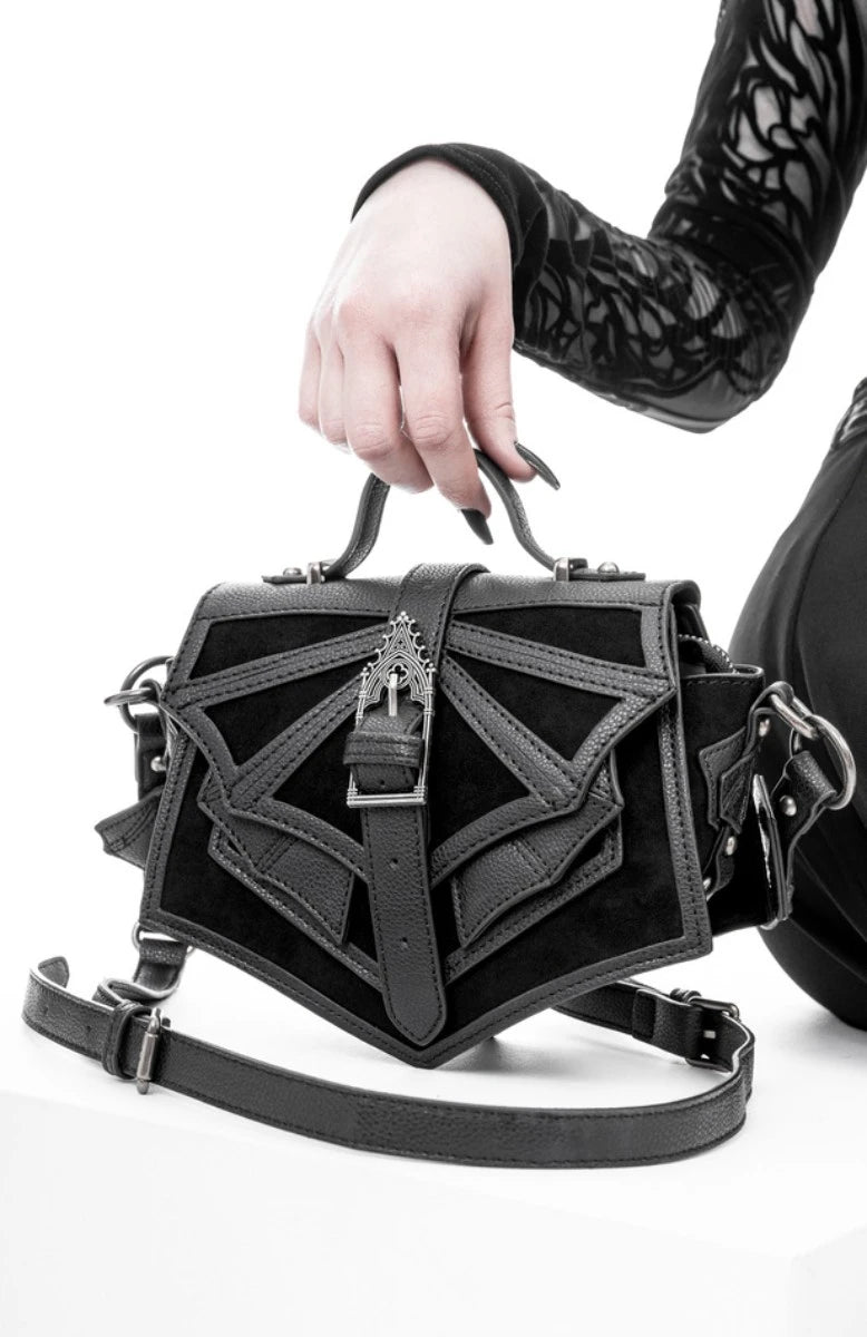 Restyle Night Creature Shoulder Bag - Gothic Velvet Bat Purse