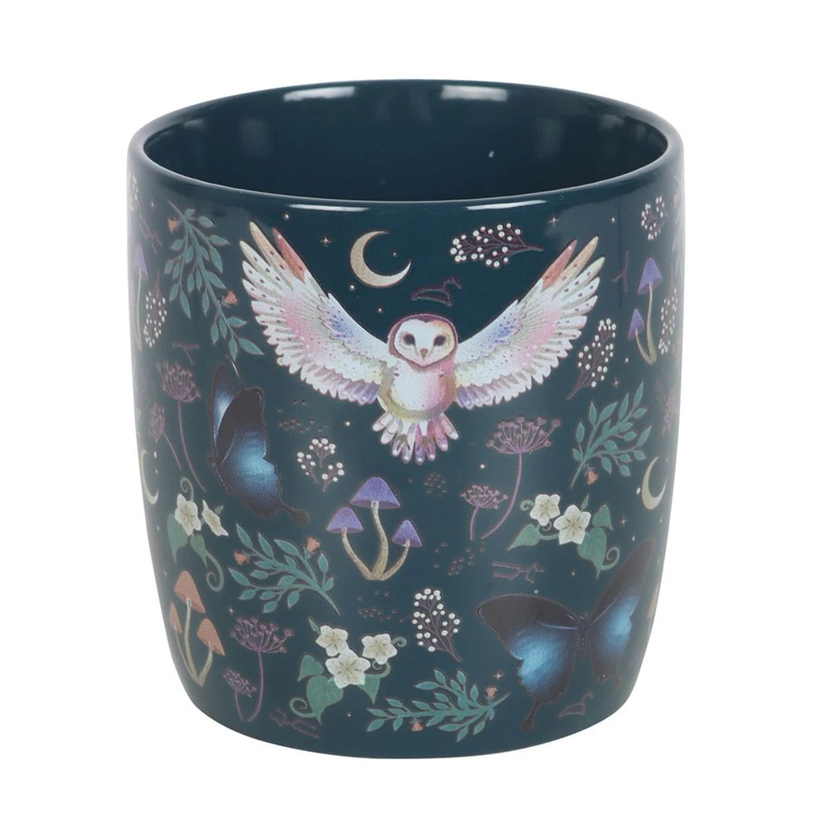 Night Flight Ceramic Mug - All-Over Owl and Forest Print