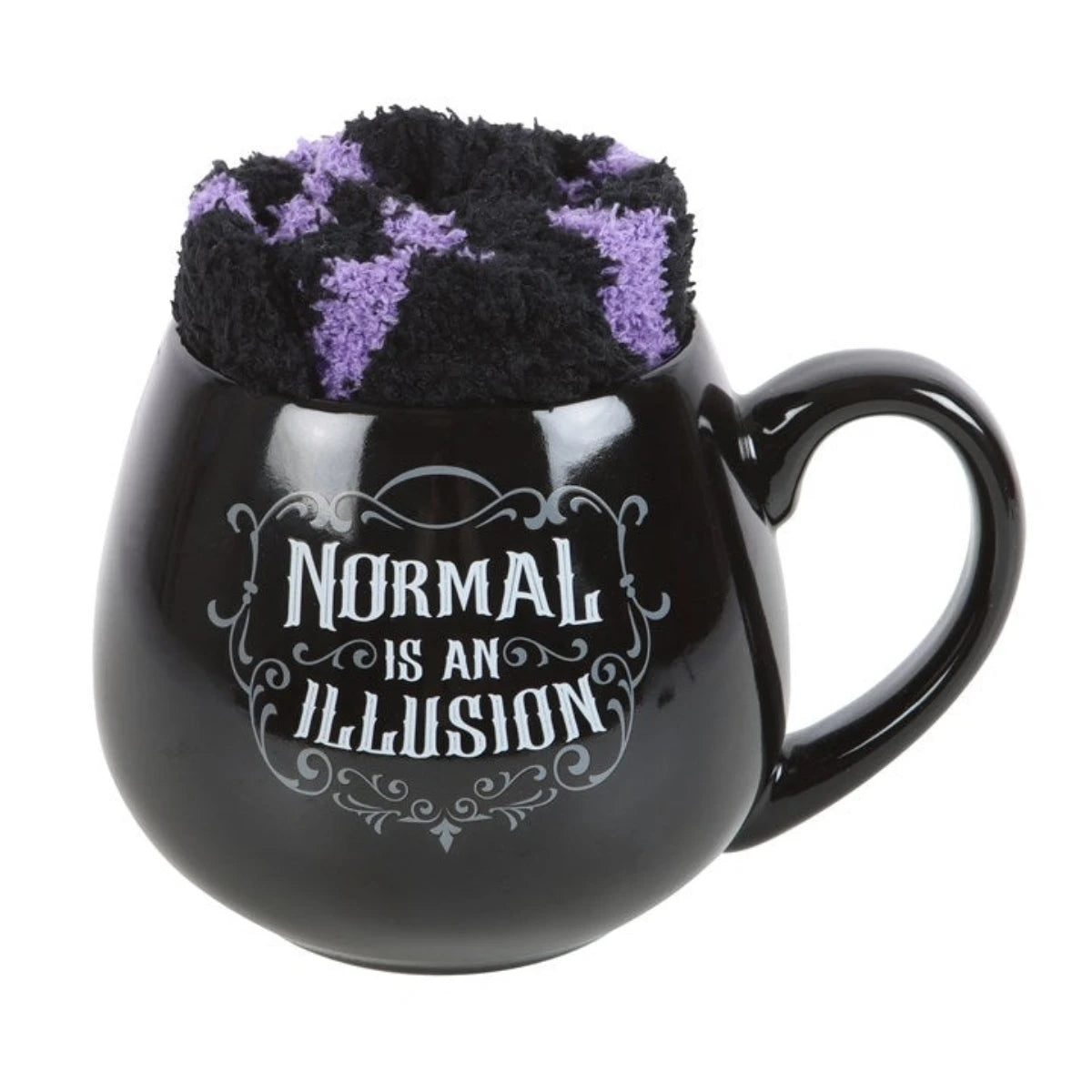 Illusion Gothic Mug and Socks - Cozy Black & Purple Gift Box